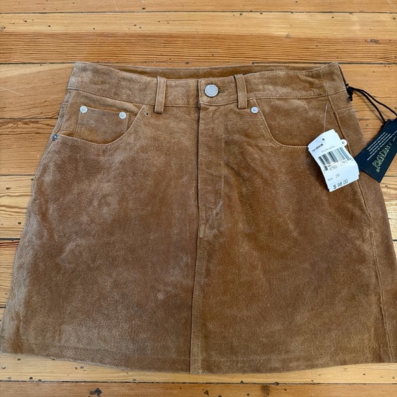 Blank NYC Dresses & Skirts - New BLANK NYC 26 Brown Pecan Suede Leather Mini Skirt Women’s